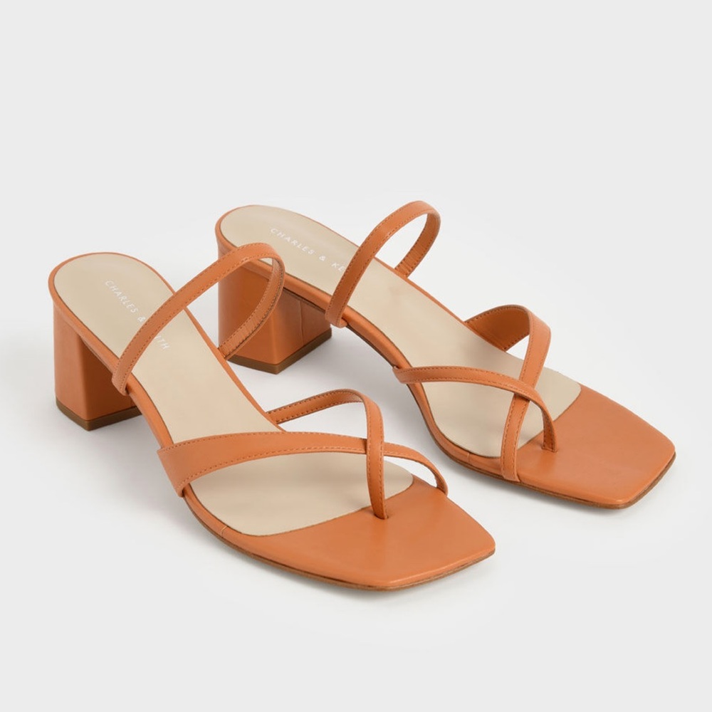 Charles & Keith Block Heel Toe Loop Sandals